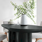 Table à manger ovale de 72 po avec finition aspect béton et base à double piédestal