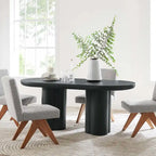 Table à manger ovale de 72 po avec finition aspect béton et base à double piédestal