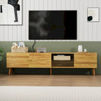 Meuble TV de 70 po de style Mid-Century avec rangement à 3 portes