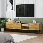 Meuble TV de 70 po de style Mid-Century avec rangement à 3 portes