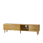 Meuble TV de 70 po de style Mid-Century avec rangement à 3 portes