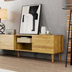 Meuble TV de 70 po de style Mid-Century avec rangement à 3 portes