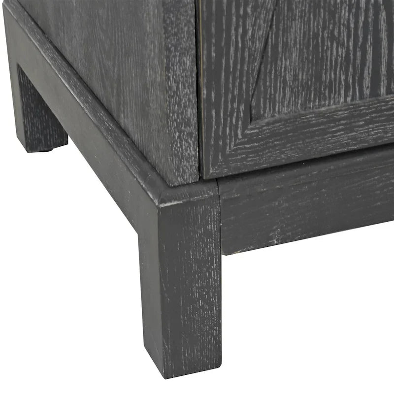 Meuble de rangement 4 portes avec miroirs et pieds en bois massif