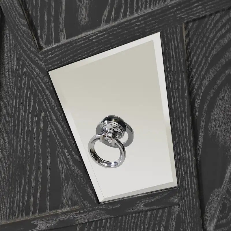 Meuble de rangement 4 portes avec miroirs et pieds en bois massif