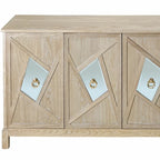 Meuble de rangement 4 portes avec miroirs et pieds en bois massif