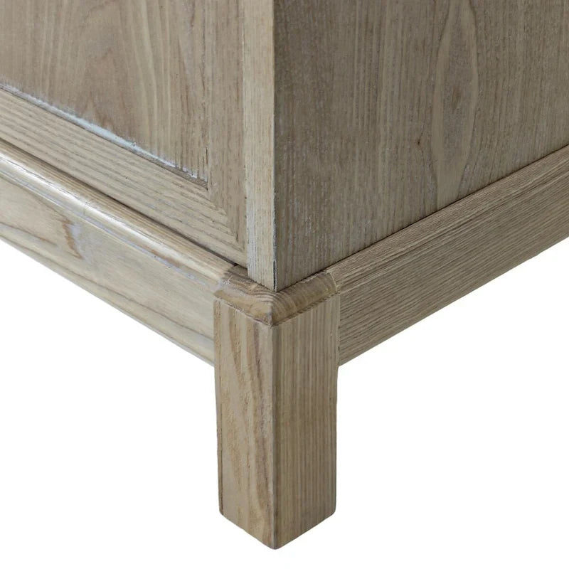 Meuble de rangement 4 portes avec miroirs et pieds en bois massif