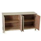 Meuble de rangement 4 portes avec miroirs et pieds en bois massif