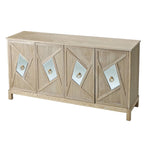 Meuble de rangement 4 portes avec miroirs et pieds en bois massif
