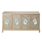 Meuble de rangement 4 portes avec miroirs et pieds en bois massif