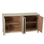 Meuble de rangement 4 portes avec miroirs et pieds en bois massif