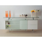 Buffet laqué 71 po avec portes coulissantes en verre dépoli