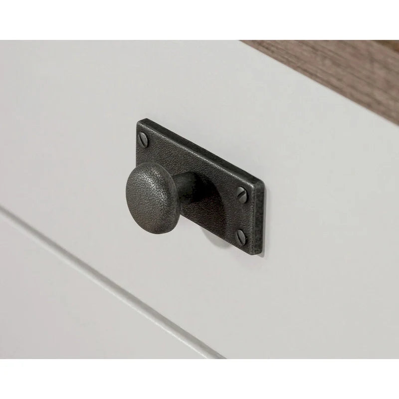 Bureau d'angle avec tiroirs et étagères ouvertes - Blanc