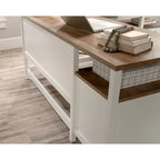 Bureau d'angle avec tiroirs et étagères ouvertes - Blanc