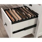 Bureau d'angle avec tiroirs et étagères ouvertes - Blanc