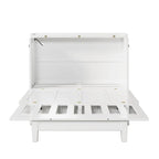 Meuble-lit escamotable Queen en pin massif avec port de chargement USB et tiroir de rangement