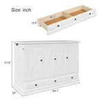 Meuble-lit escamotable Queen en pin massif avec port de chargement USB et tiroir de rangement